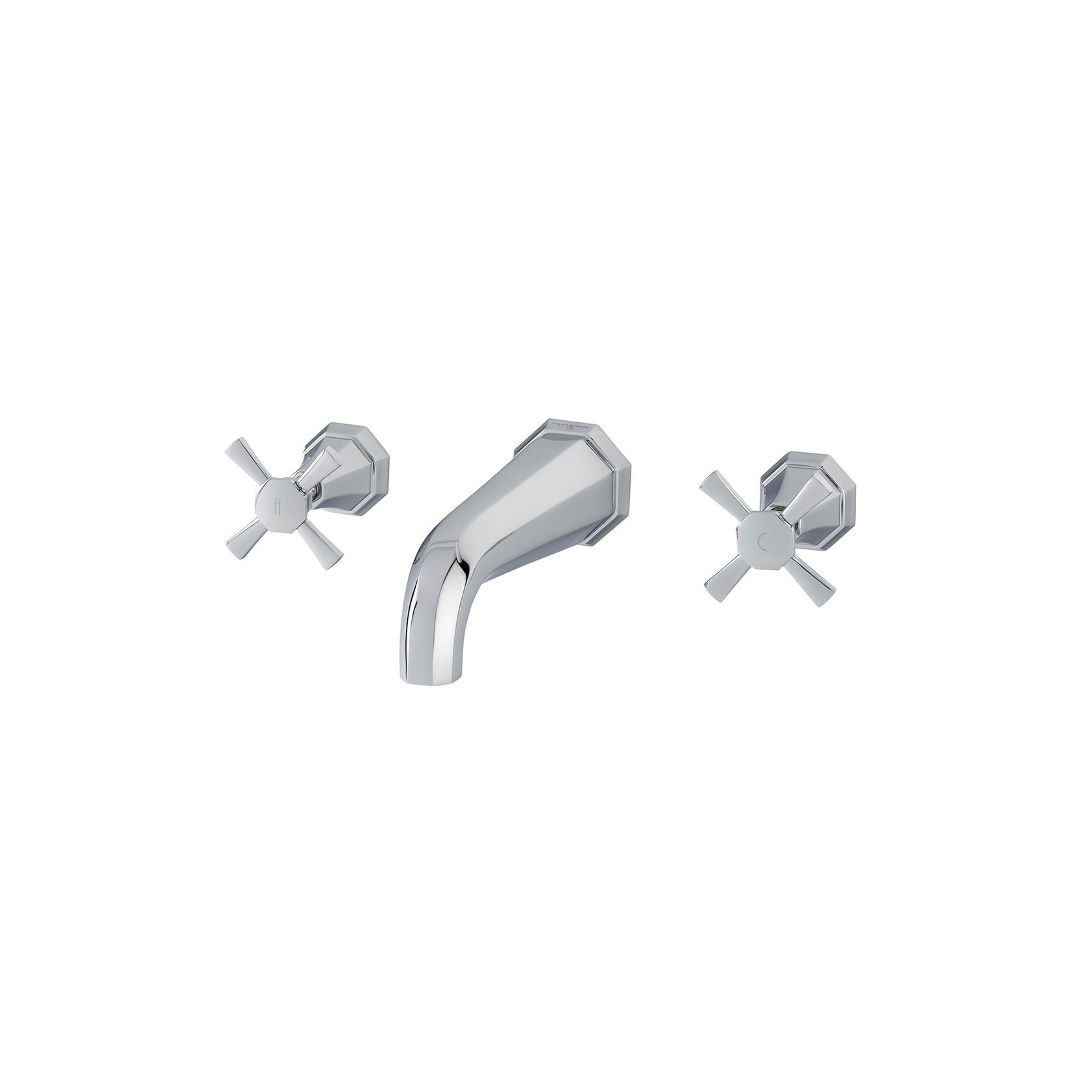 Perrin & Rowe - Deco Wall-Mounted Basin Mixer With Crosshead Taps gallery detail image
