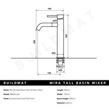 Mira Brushed Brass Gold Tall Basin Mixer gallery detail image