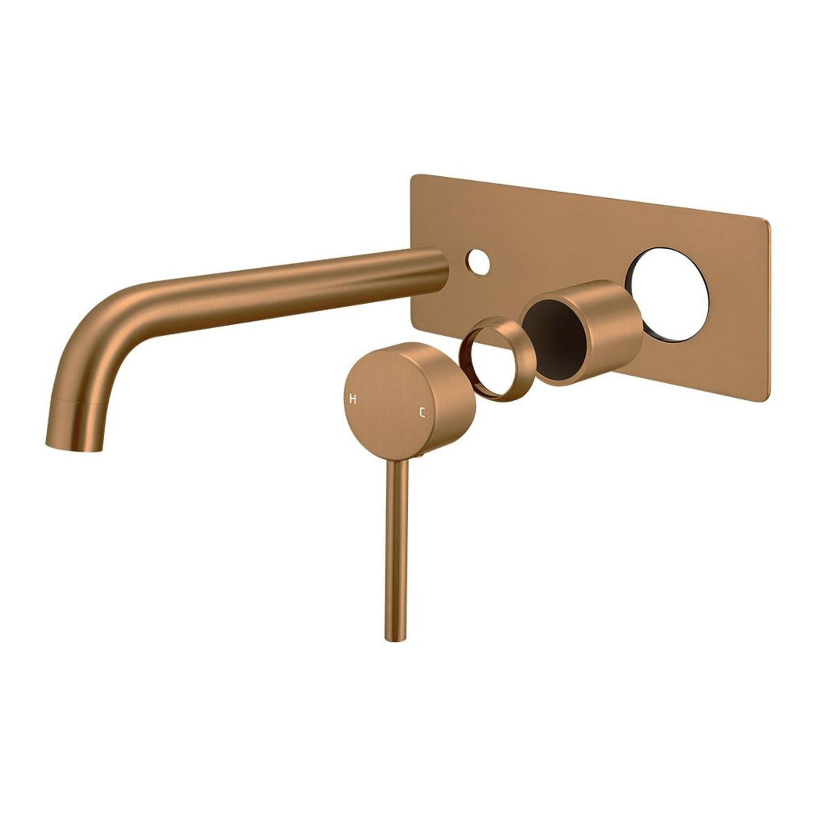 Lucid Pin Spout Mixer Trim Kit Brushed Copper Square gallery detail image