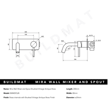 Mira Brushed Vintage Antique Brass Wall Mixer and Spout gallery detail image