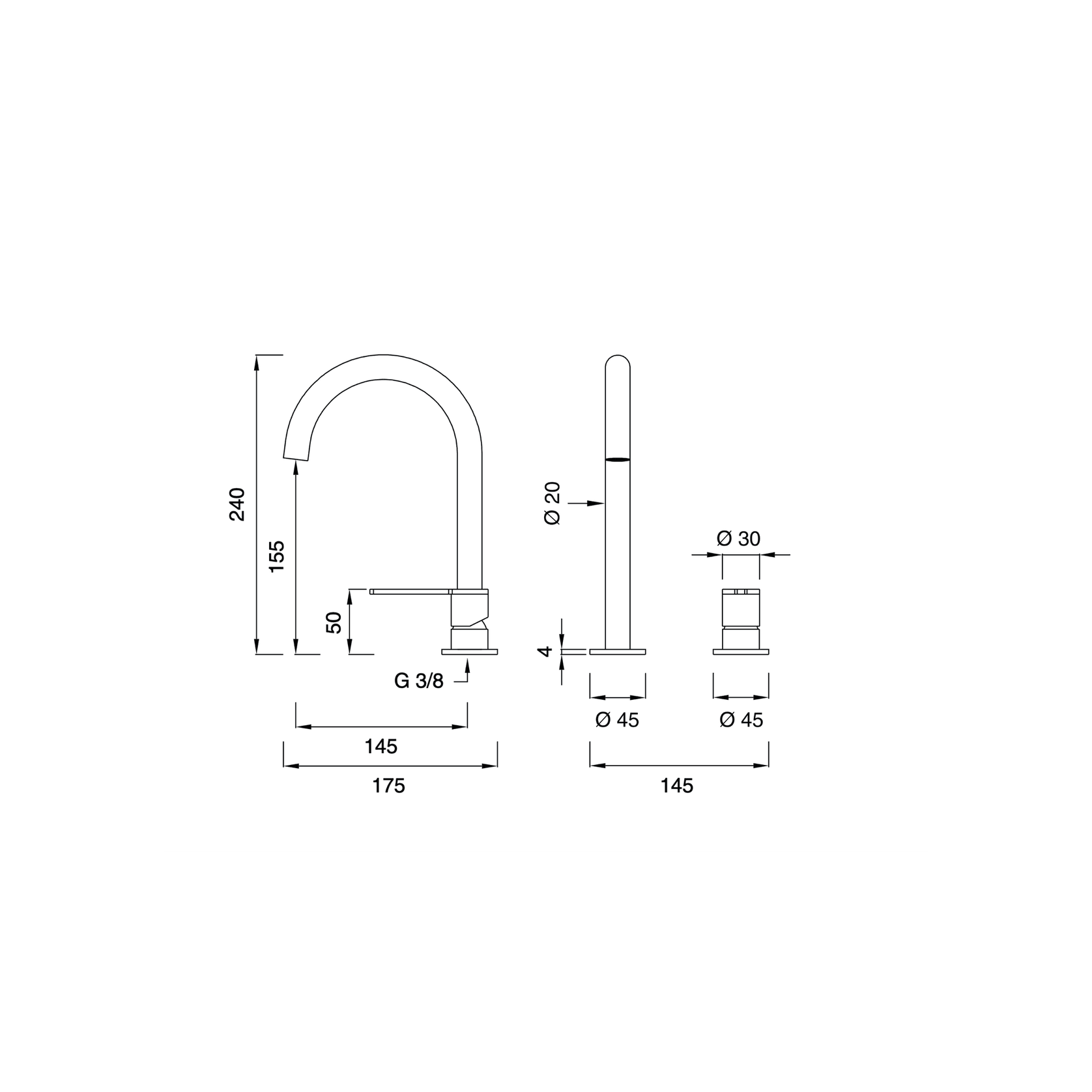 INV40 Deck Mounted Spout and Mixer by CEA gallery detail image