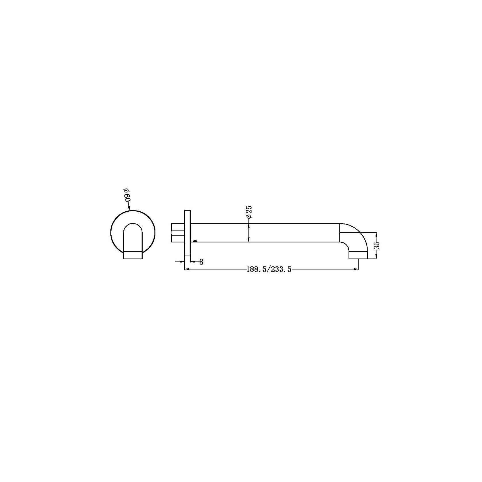 Zen SS316L Round Basin/Bath Spout 185mm | Brushed Nickel gallery detail image