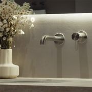 Zen SS316L Wall Basin/Bath Mixer Separate Back Plate 185mm Spout | Brushed Nickel gallery detail image
