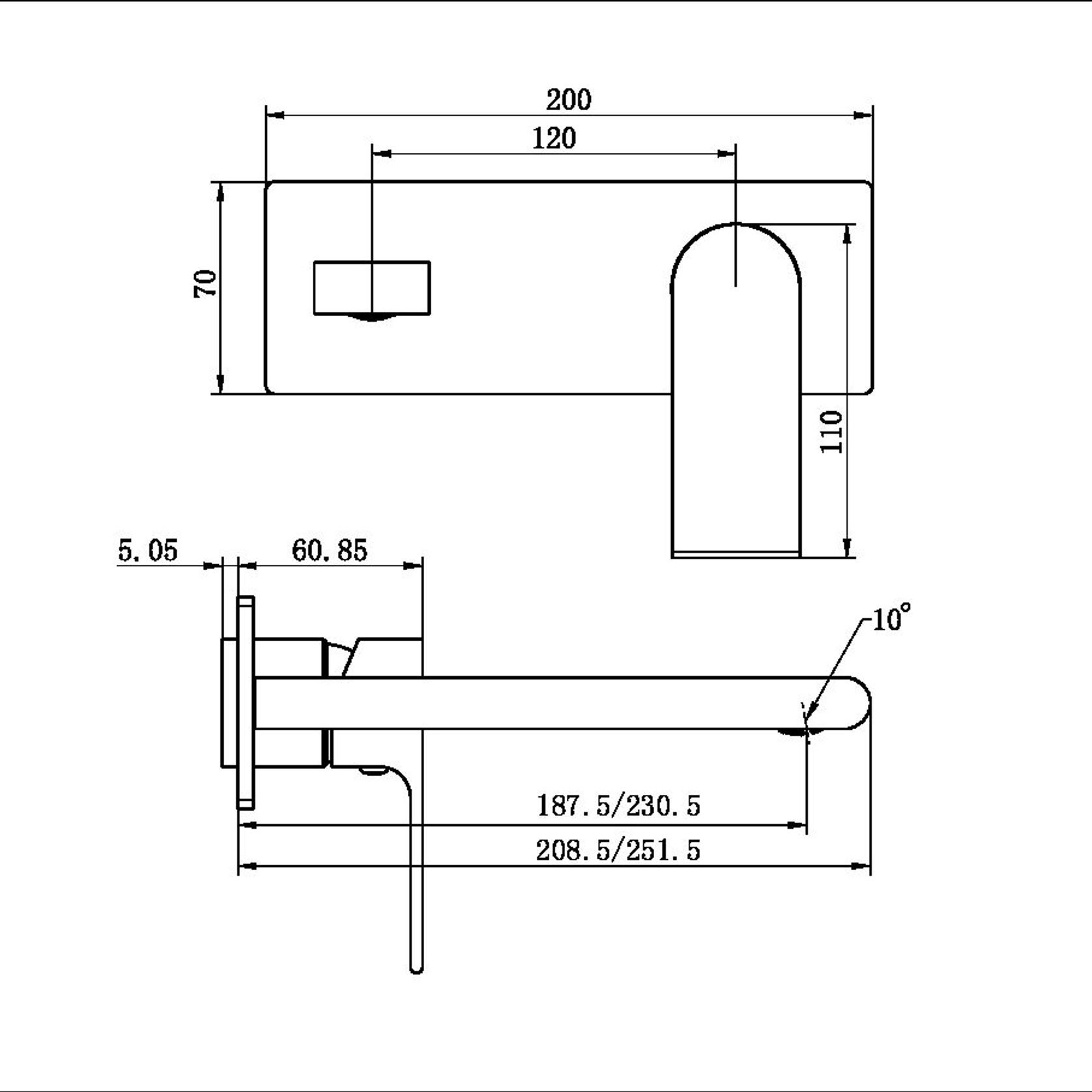 Bianca Basin/Bath Mixer 230mm Trim Kits | Matte Black gallery detail image