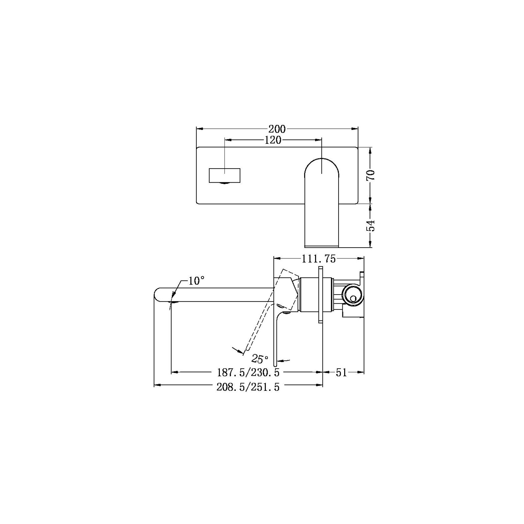 Bianca Wall Basin/Bath Mixer 187mm | Brushed Gold gallery detail image