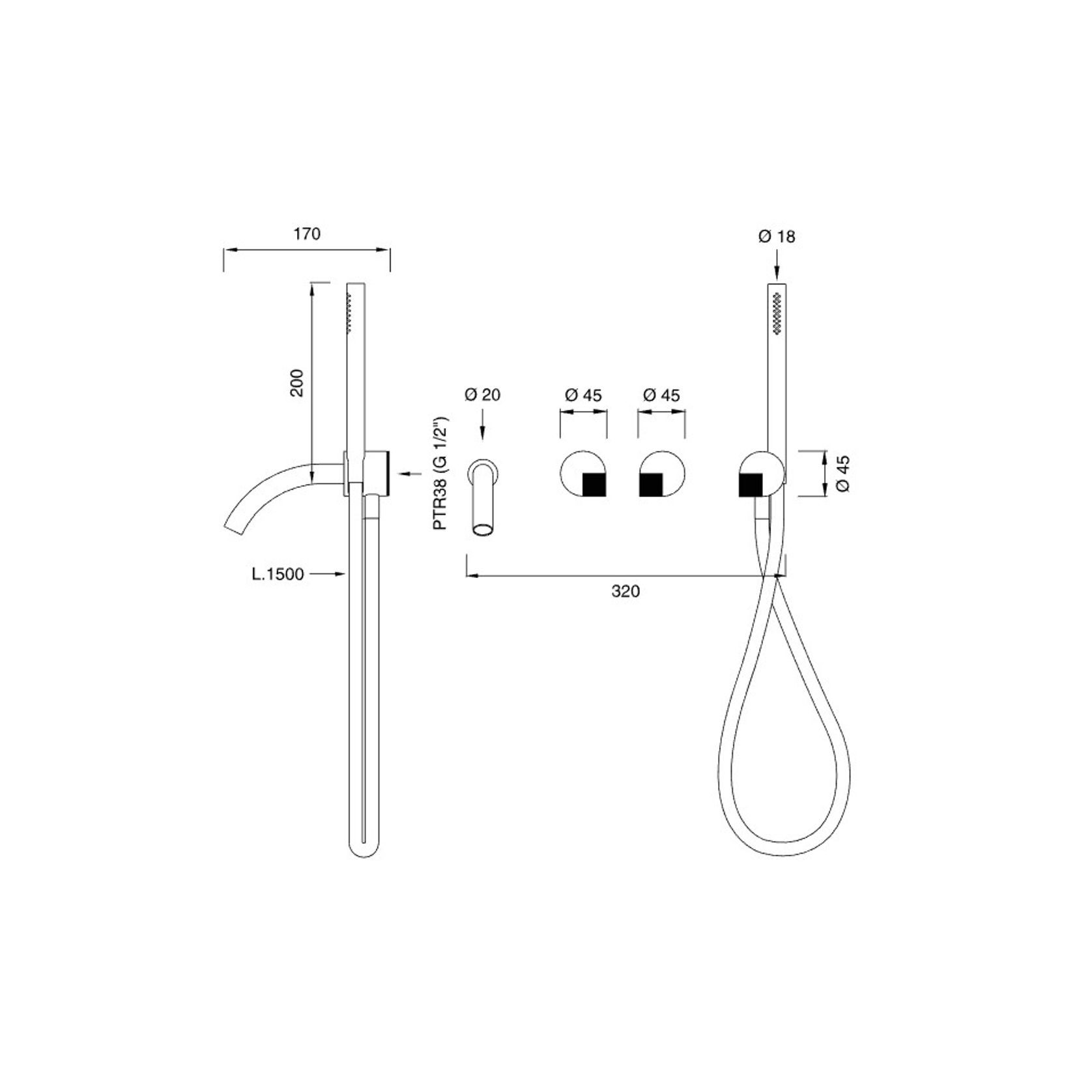 DUET Wall Mounted 2 Mixer For Bath/Shower by CEA gallery detail image