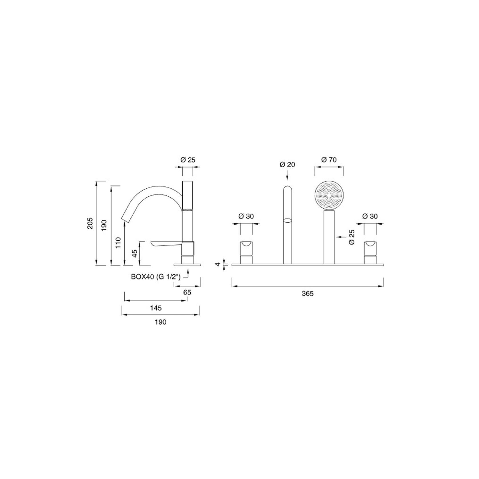 LUTEZIA PLUS Bathtub Rim Tap Set by CEA gallery detail image