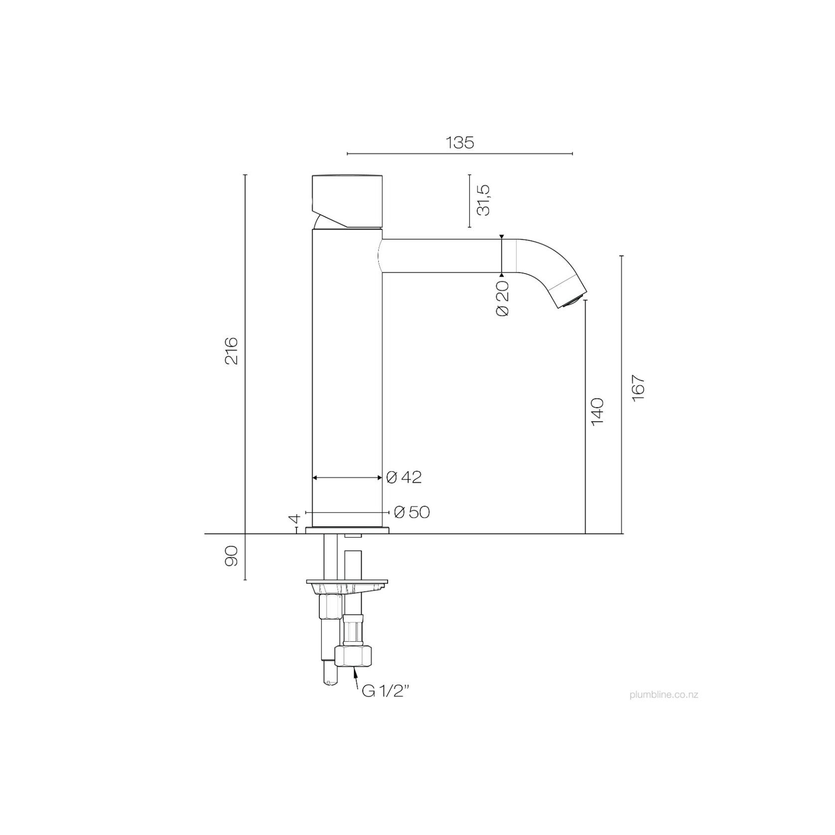 Buddy Zero Mid Height Basin Mixer gallery detail image