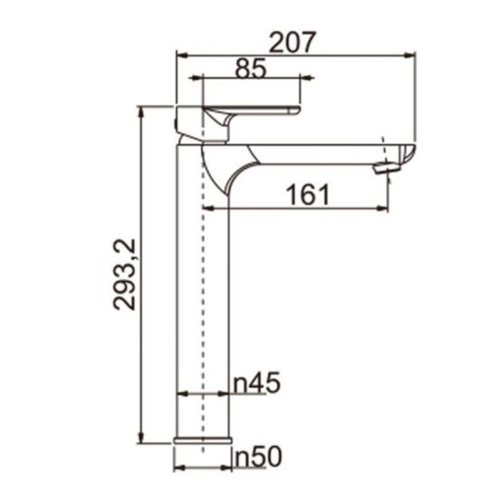 Vog Tall Basin Mixer Matte Black gallery detail image