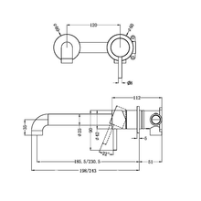 Zen SS316L Wall Basin/Bath Mixer Separate Back Plate 230mm Spout | Brushed Bronze gallery detail image