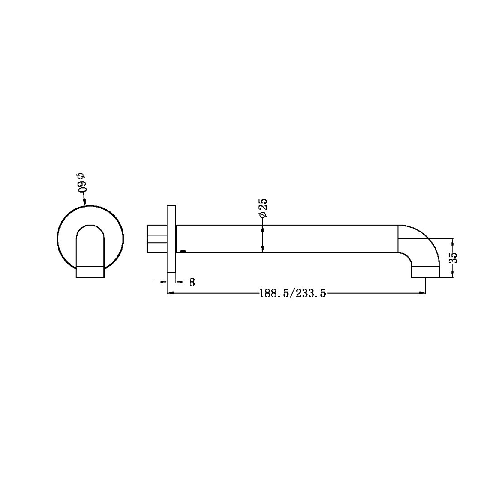Zen SS316L Round Basin/Bath Spout 185mm | Brushed Gold gallery detail image