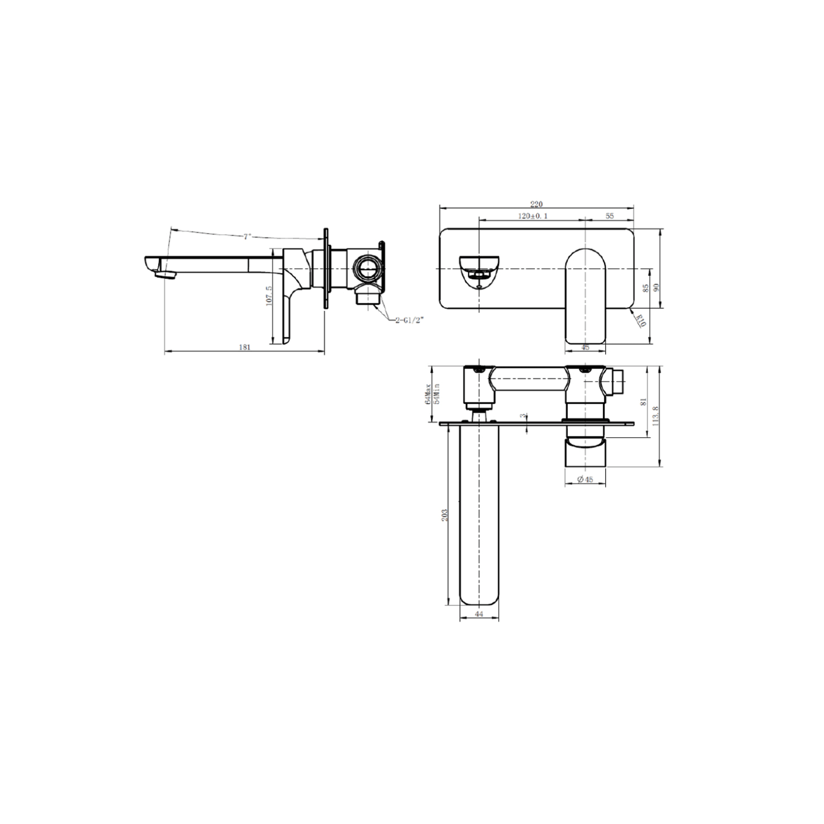 Orza Wall Mounted Basin/Bath Mixer gallery detail image