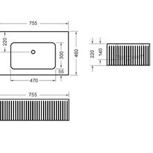BARE Concrete Fluted Wall Basin 755mm gallery detail image