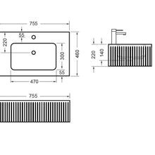 BARE Concrete Fluted Wall Basin 755mm gallery detail image