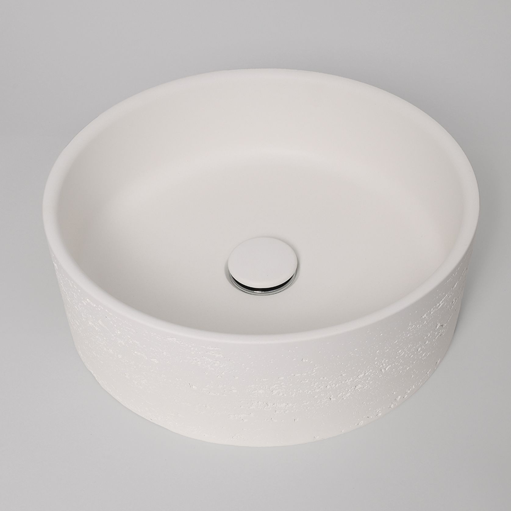 Alma Amos Circle Rustic Concrete Basin Arctic White gallery detail image