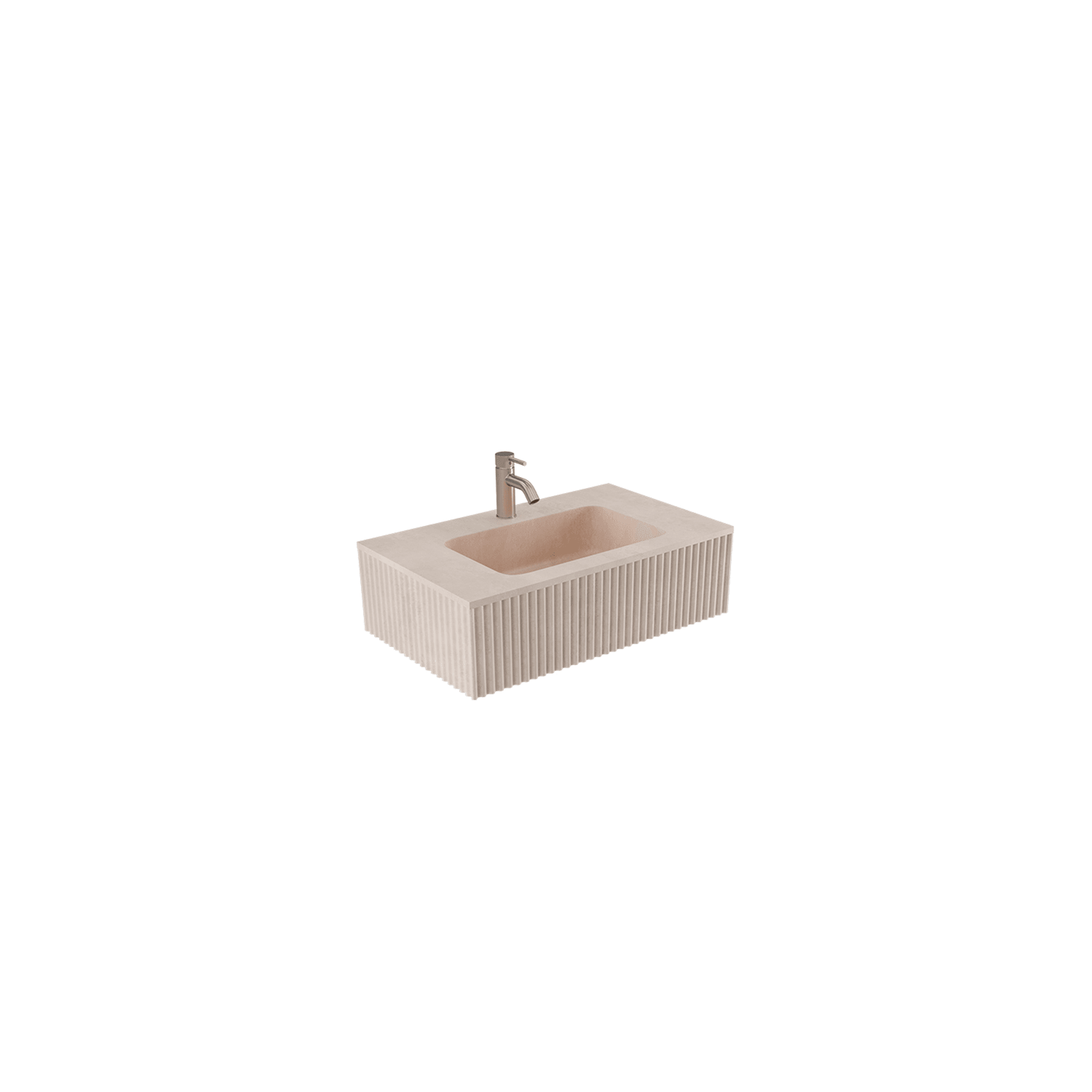 BARE Concrete Fluted Wall Basin 755mm gallery detail image