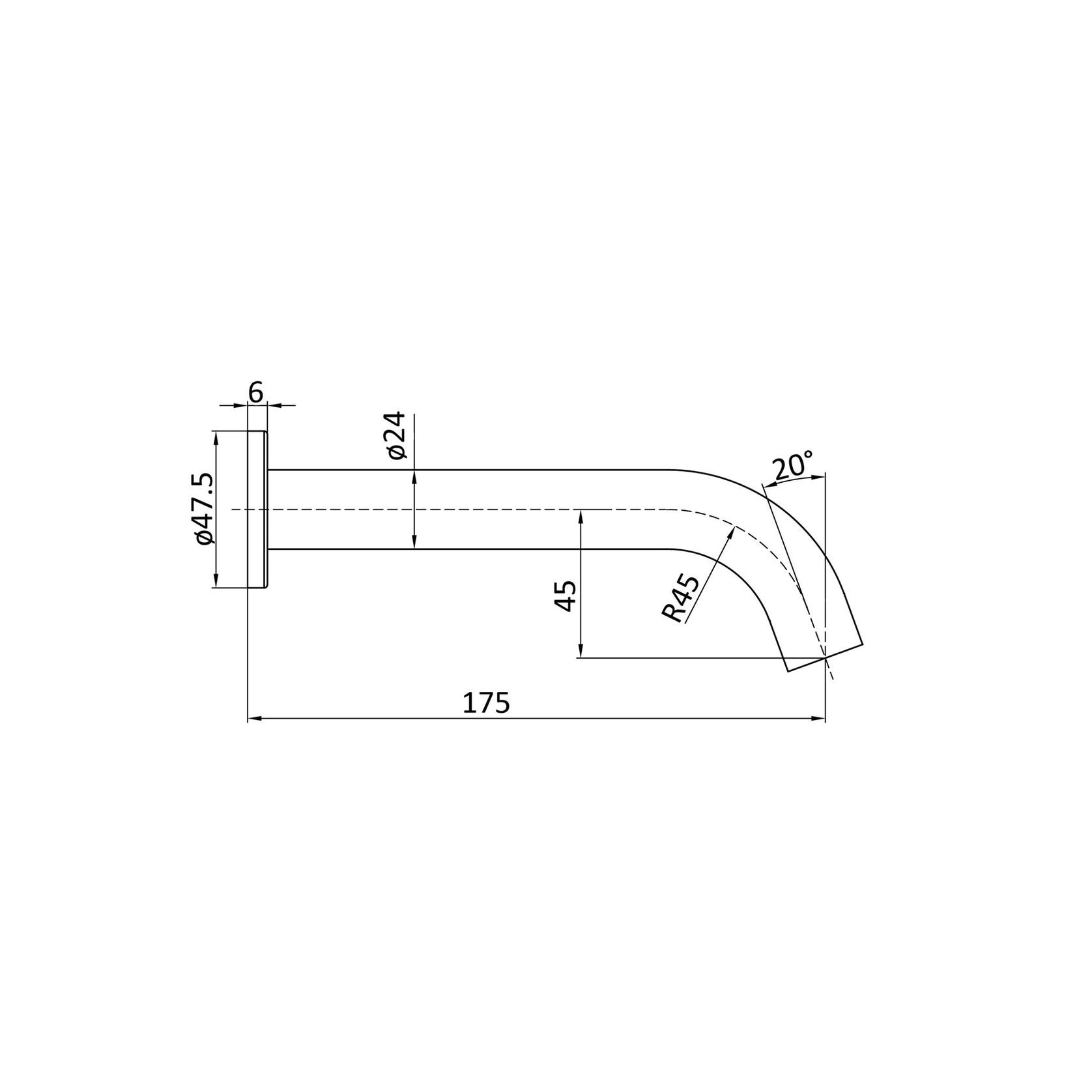 Unika Hali Curved Bath Spout gallery detail image