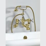 The Water Monopoly - Rockwell Wall-Mounted Bath Mixer With Handshower & Metal/Coloured Crosshead Taps gallery detail image