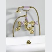 The Water Monopoly - Rockwell Wall-Mounted Bath Mixer With Handshower & Metal/Coloured Crosshead Taps gallery detail image