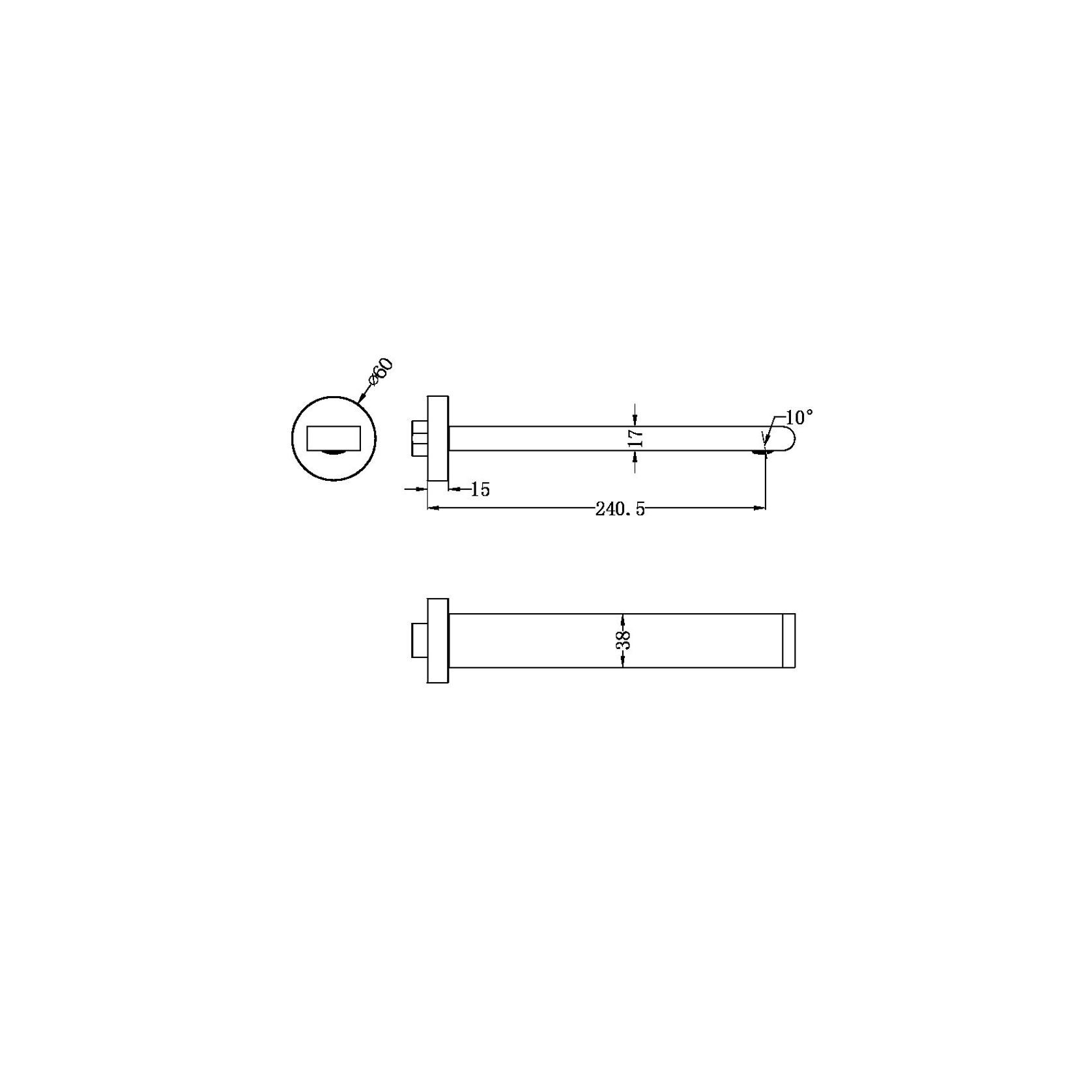 Bianca Fixed Bath Spout 240mm | Chrome gallery detail image