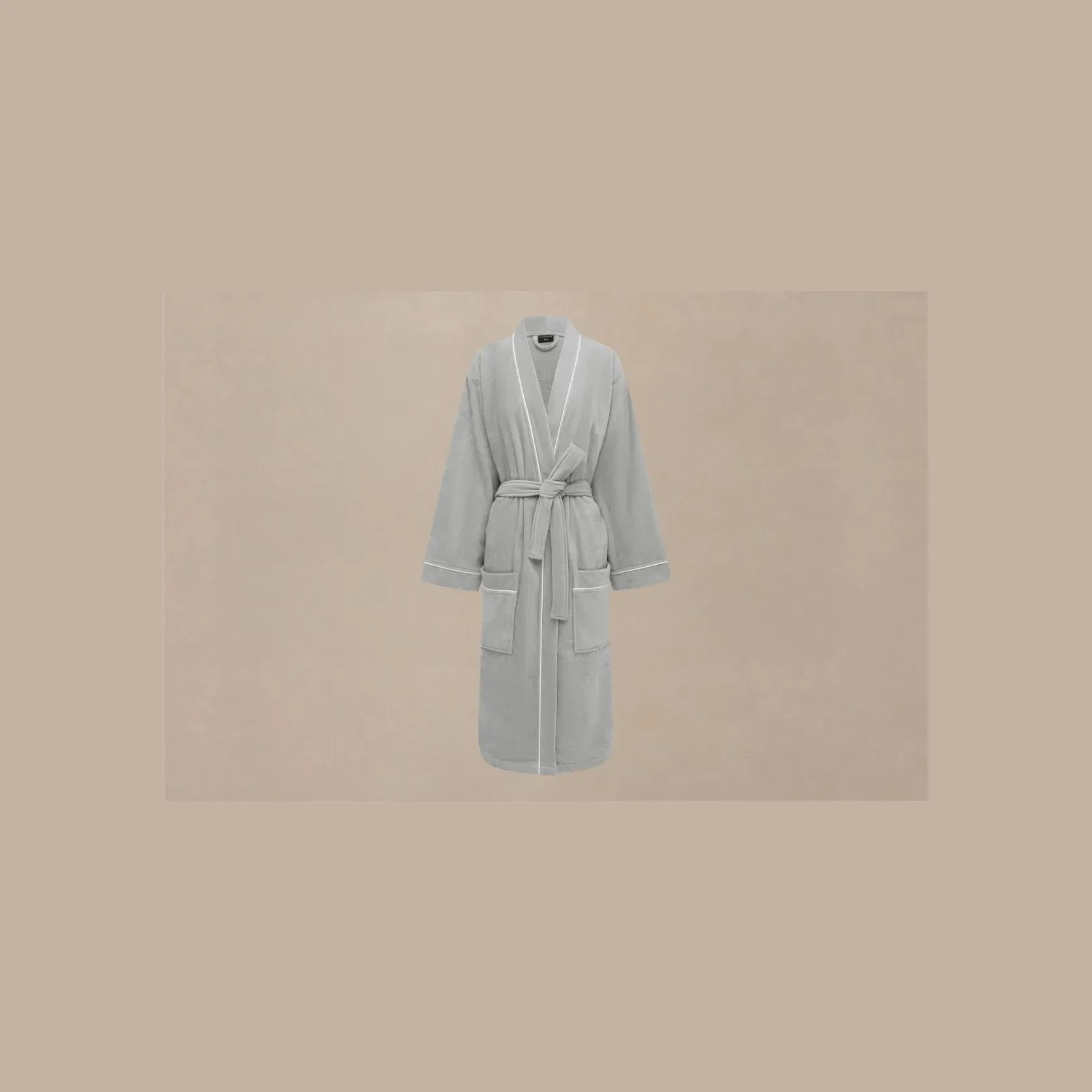 Cotton Velour Bathrobes with Piping gallery detail image