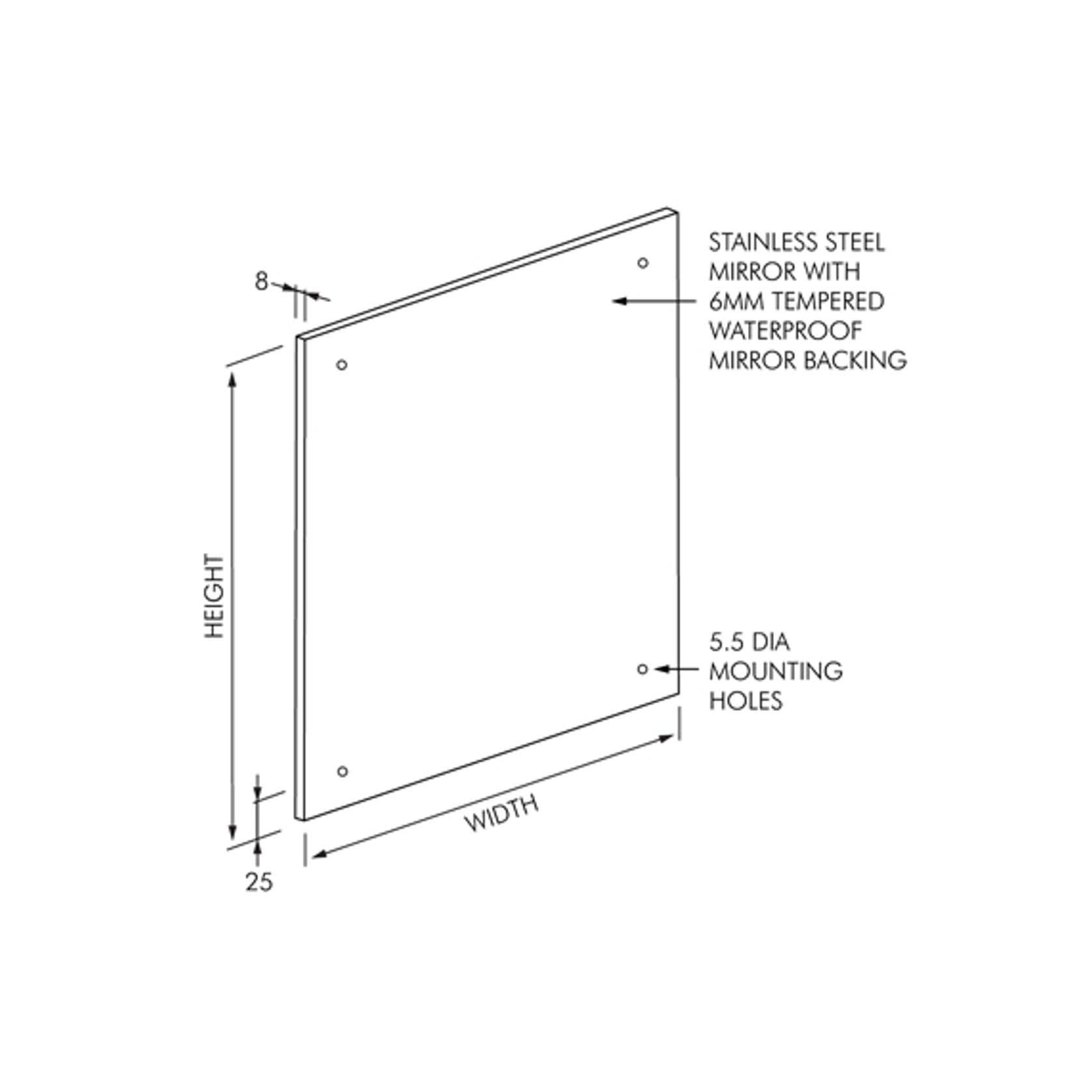 ASI Frameless Stainless Steel Mirror - 450x760mm gallery detail image