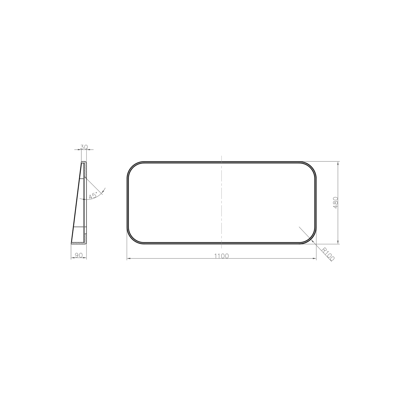iStone 1100mm Rectangular Mirror with Shelf Matte Black gallery detail image