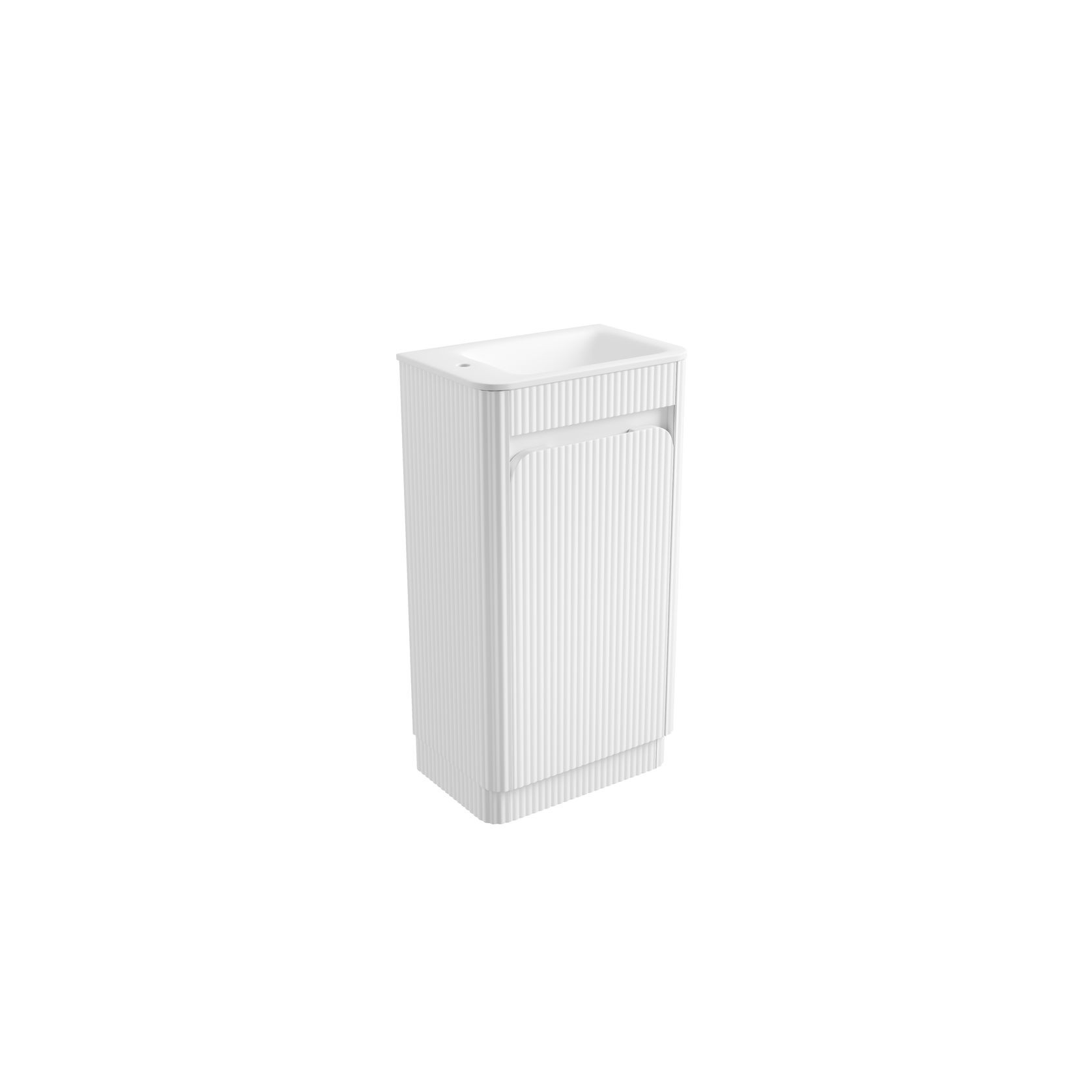 Aulic Mini Fluted Floor Standing Matte White Cabinet gallery detail image