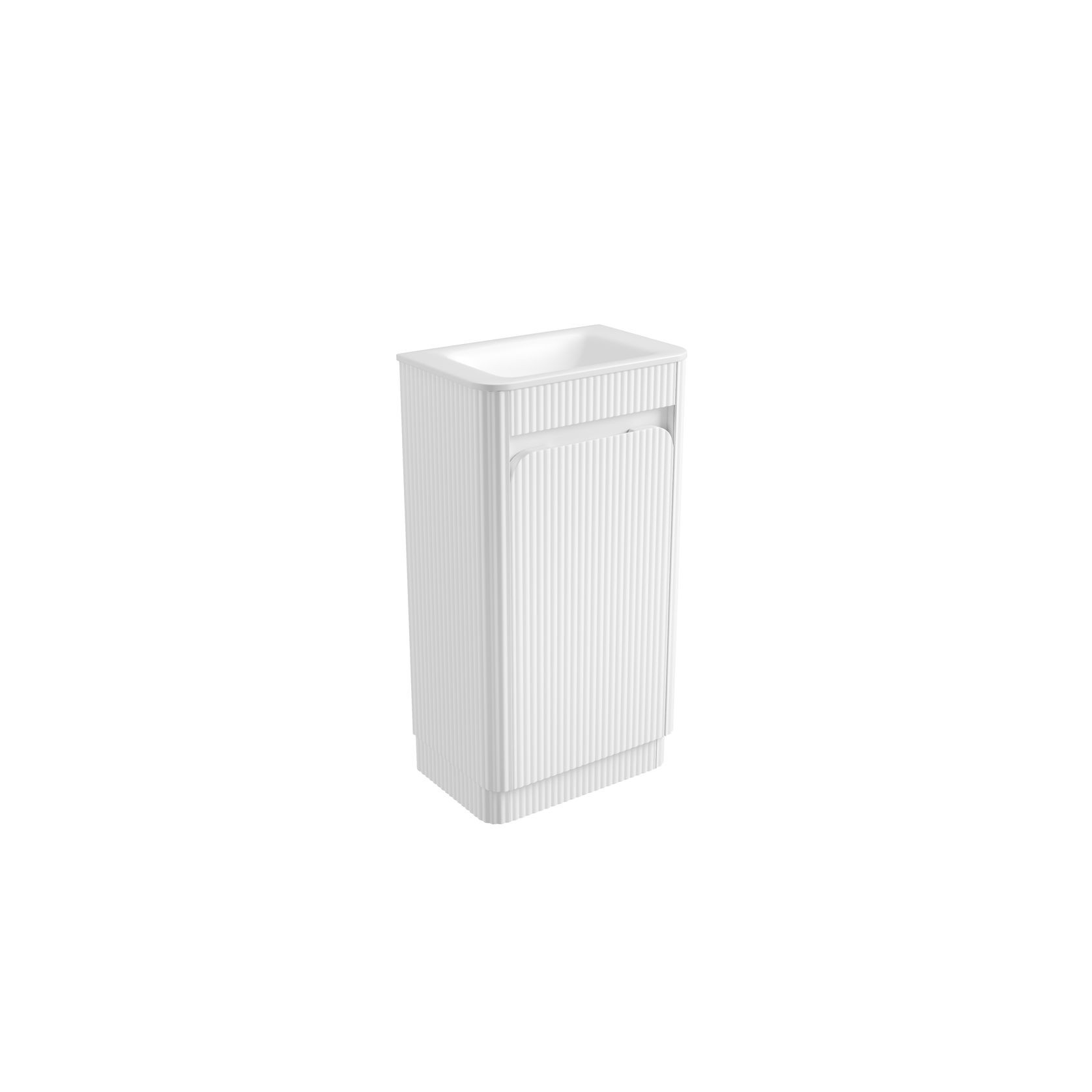 Aulic Mini Fluted Floor Standing Matte White Cabinet gallery detail image