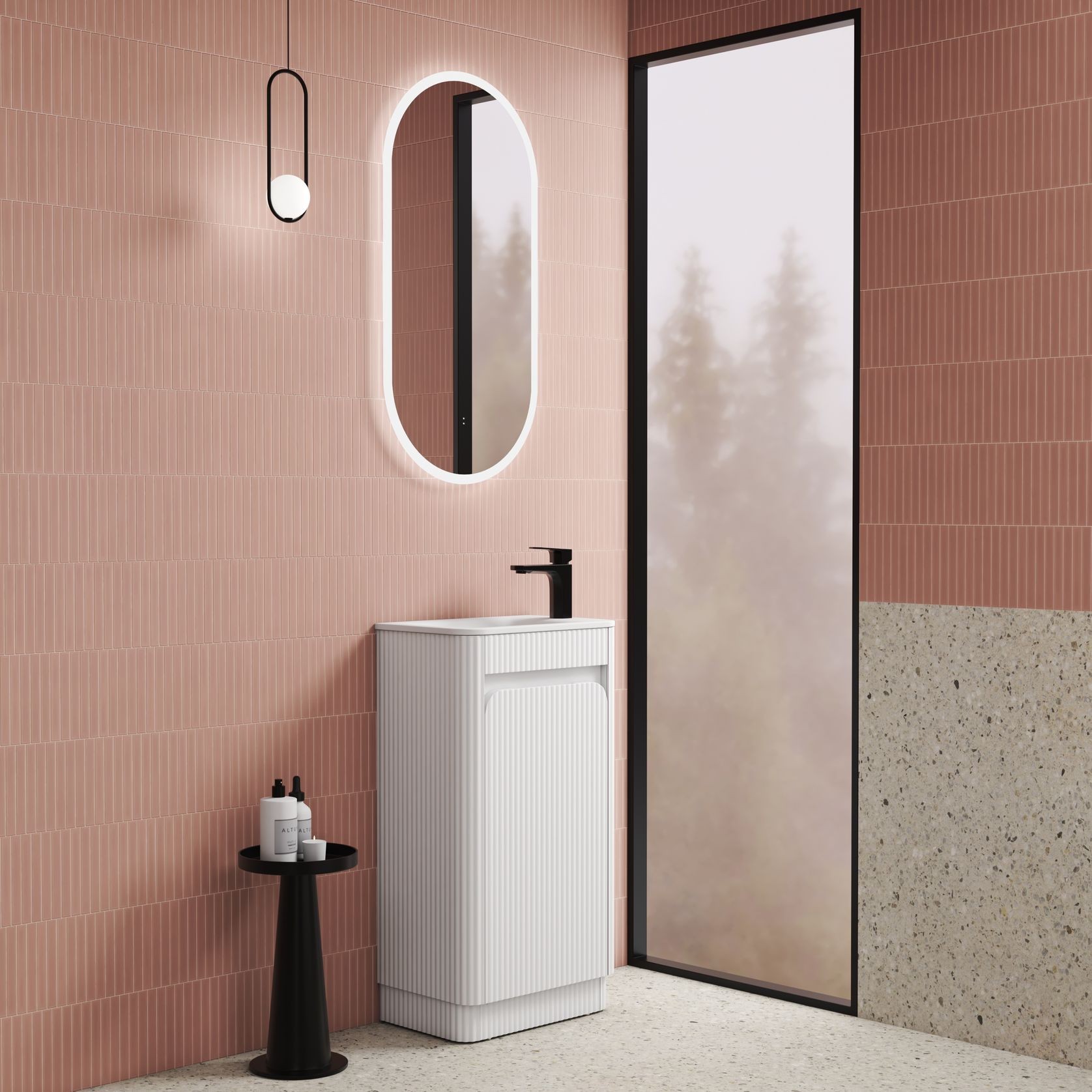 Aulic Mini Fluted Floor Standing Matte White Cabinet gallery detail image