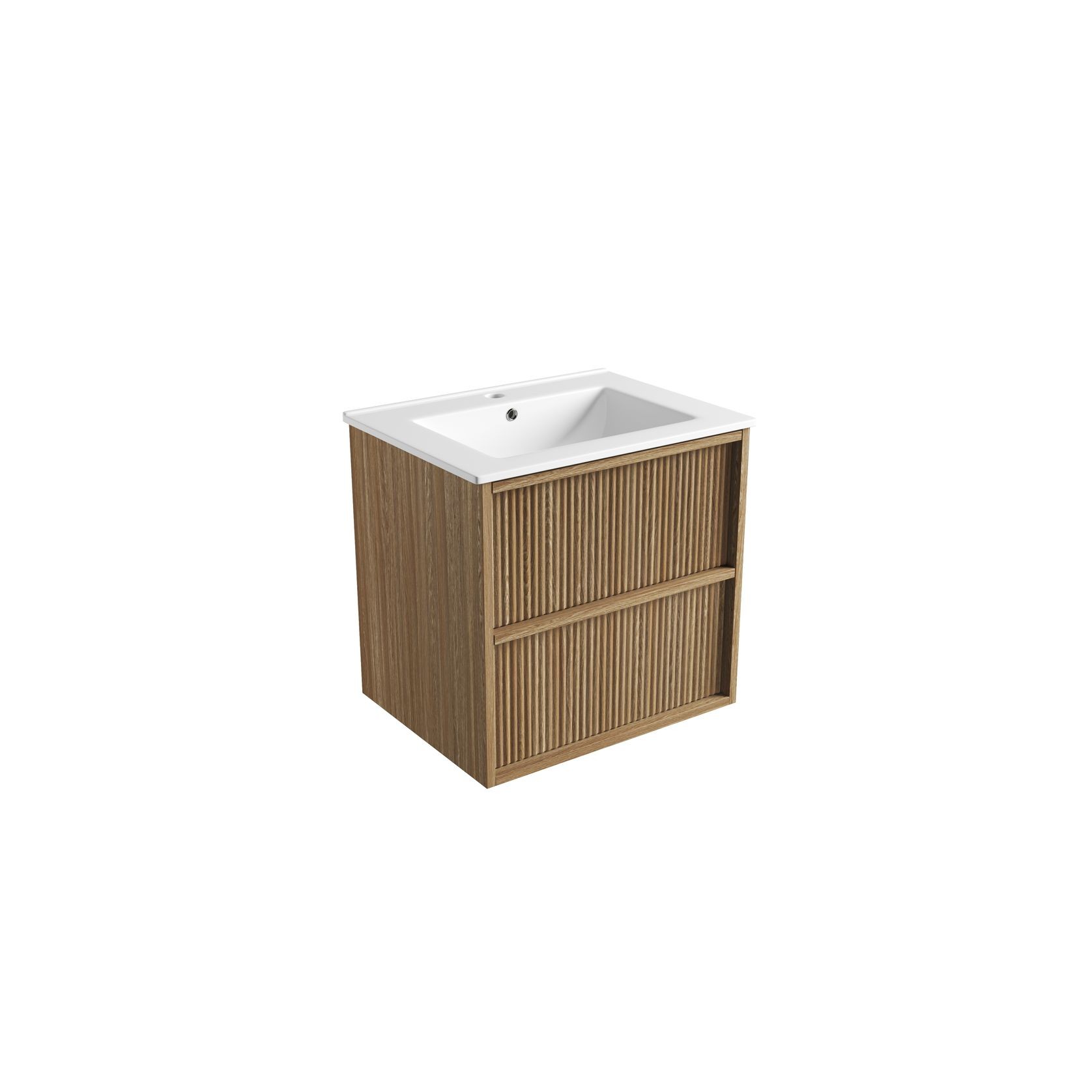 Aulic Venetta Fluted Wall Hung 600 Harvest Oak Cabinet gallery detail image