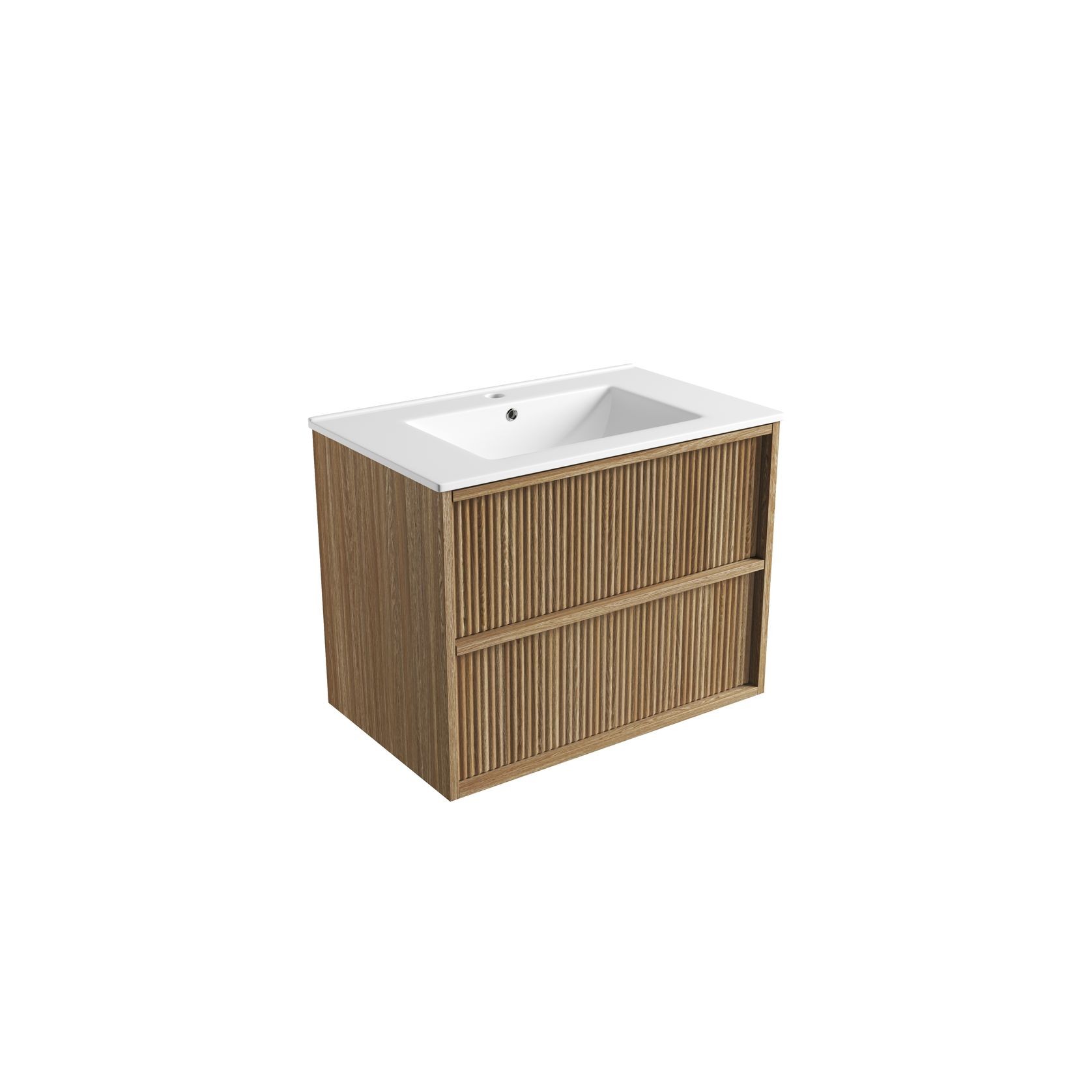 Aulic Venetta Fluted Wall Hung 750m Harvest Oak cabinet gallery detail image