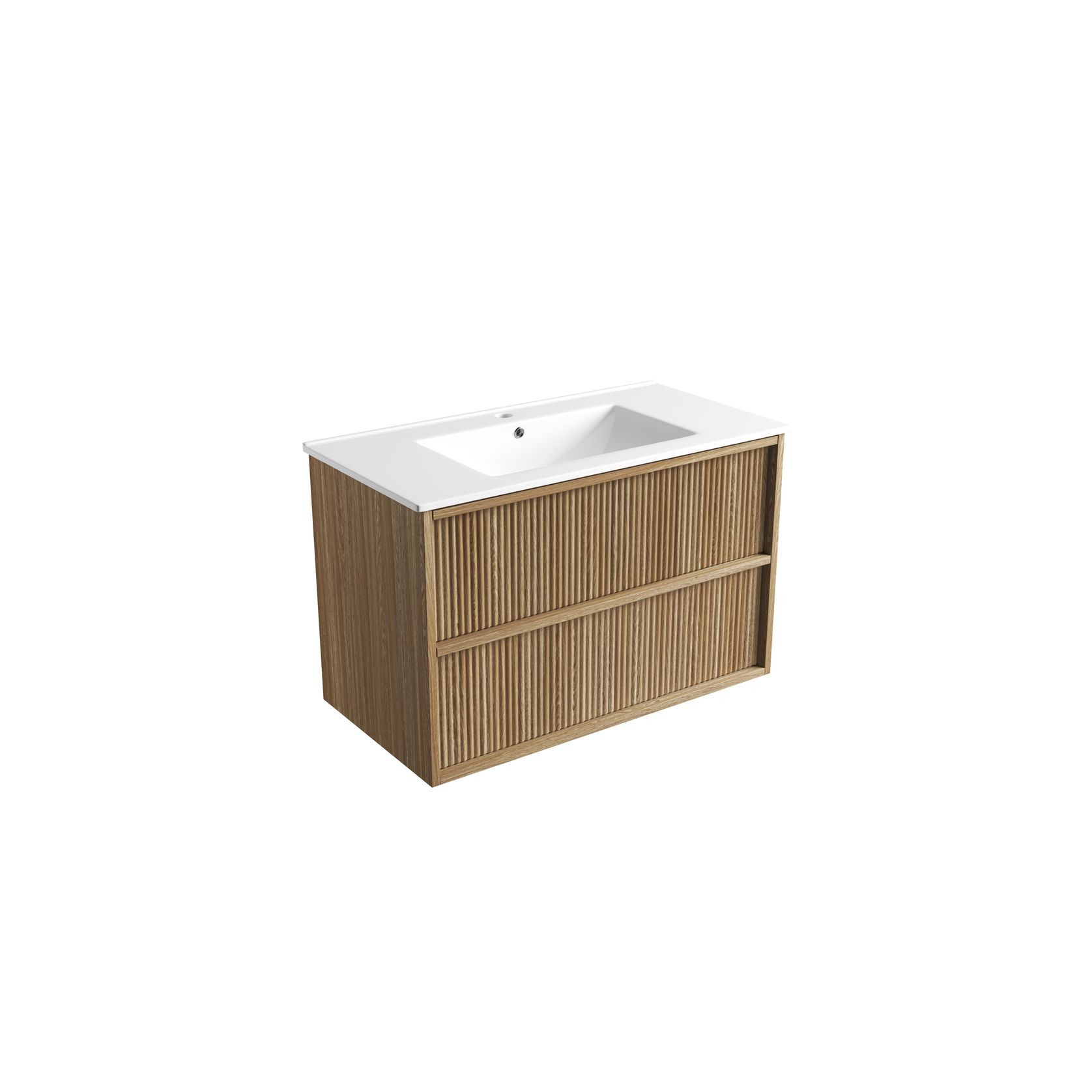 Aulic Venetta Fluted Wall Hung 900m Harvest Oak Cabinet gallery detail image