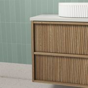 Aulic Venetta Fluted Wall Hung 900m Harvest Oak Cabinet gallery detail image