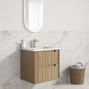 Aulic Voulari Framed Wall Hung 600m Harvest Oak Cabinet gallery detail image