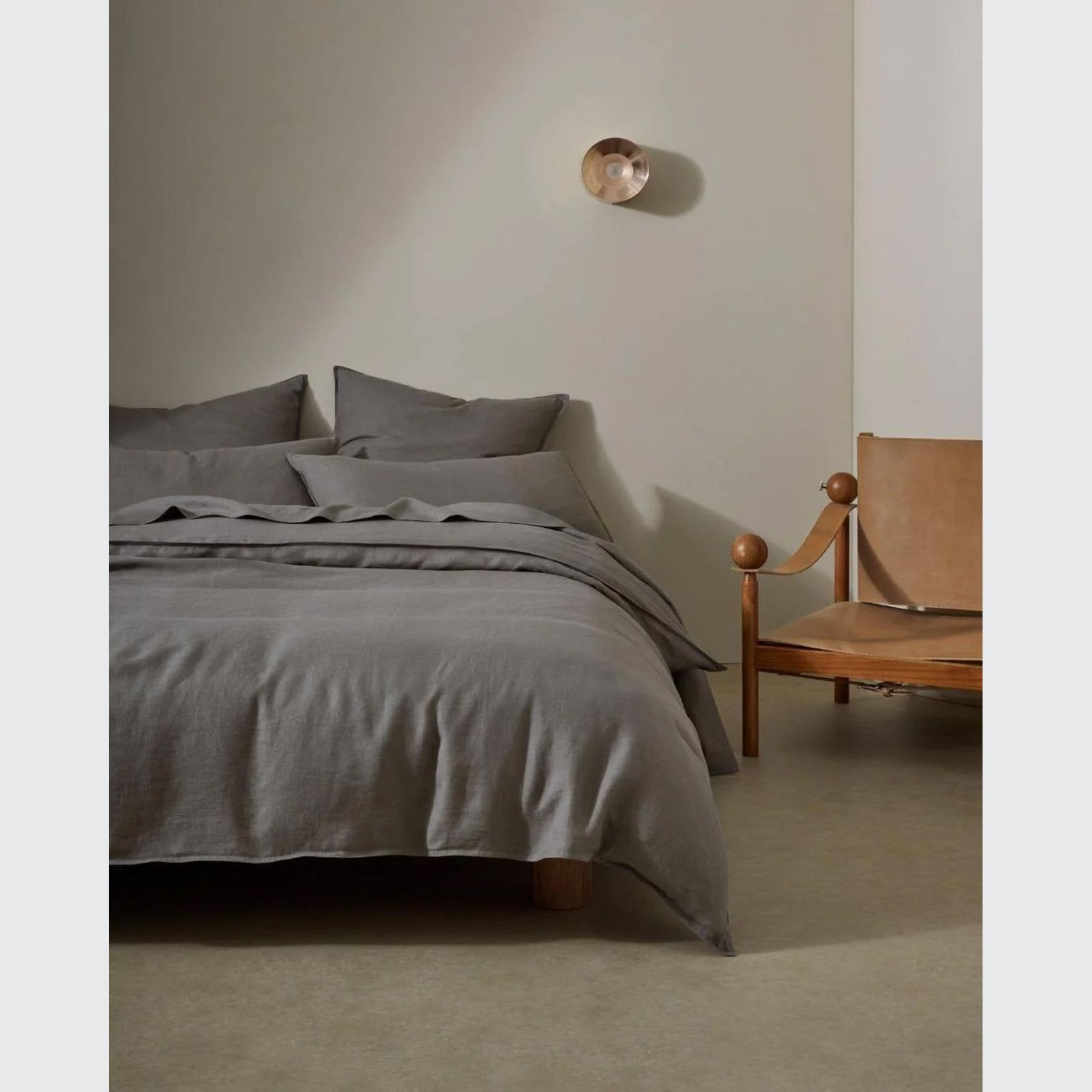 Ravello Linen Flat Sheet - Charcoal | Weave Home Bed Linen gallery detail image