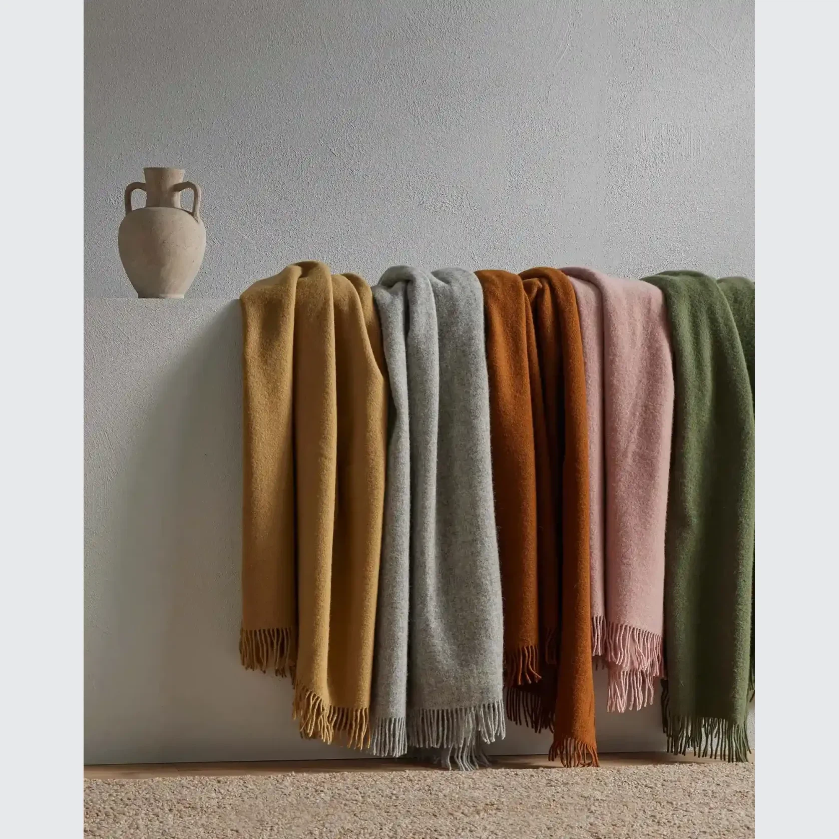 Weave Home Nevis Throw Blanket - Camel | NZ Lambswool gallery detail image