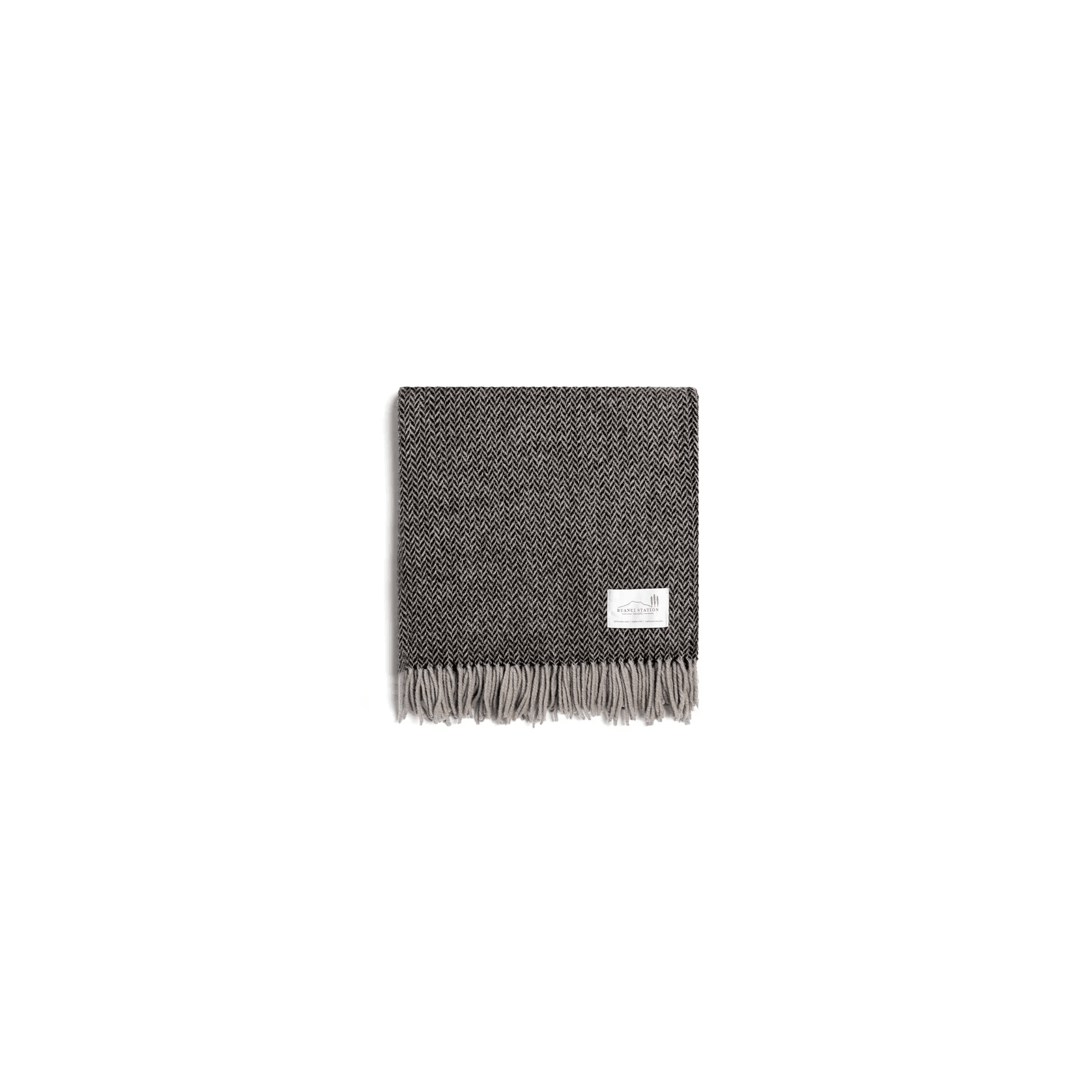Ruanui Station Lambswool Throw -  Collier's Coal Chevron gallery detail image