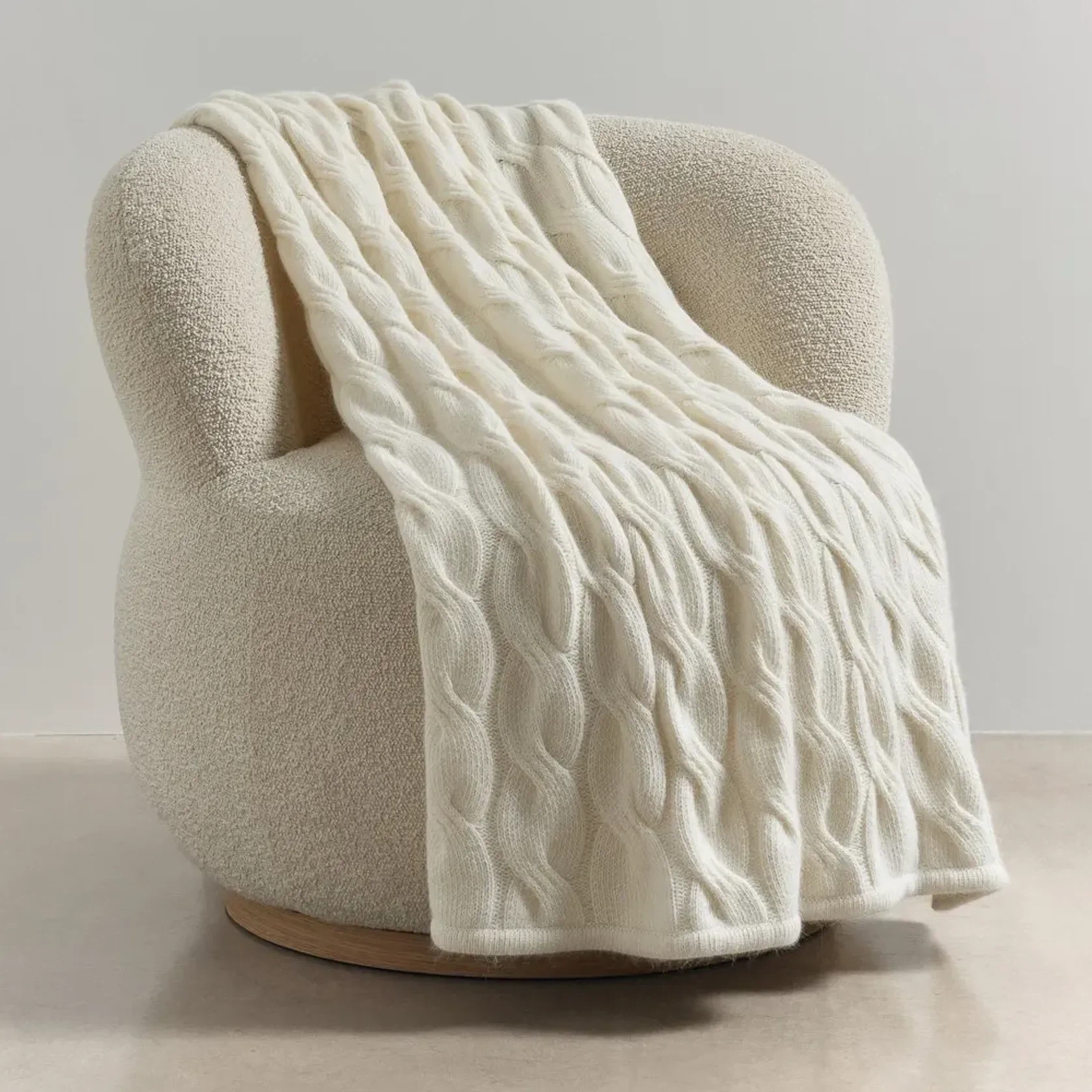 Chunky Cable Angora & Merino Wool Throws gallery detail image