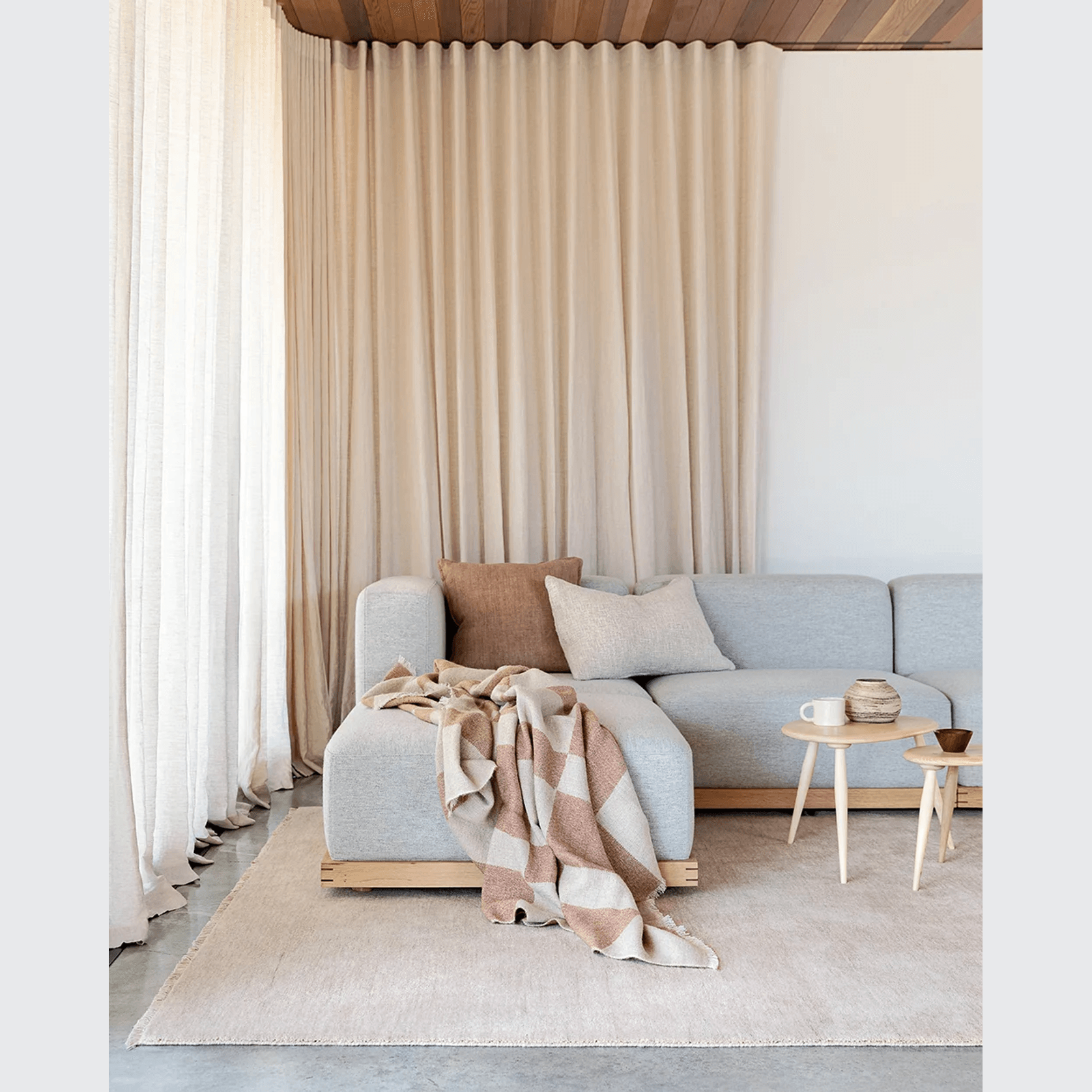 Baya Winton Throw - Coral | Wool/Cotton Blend gallery detail image