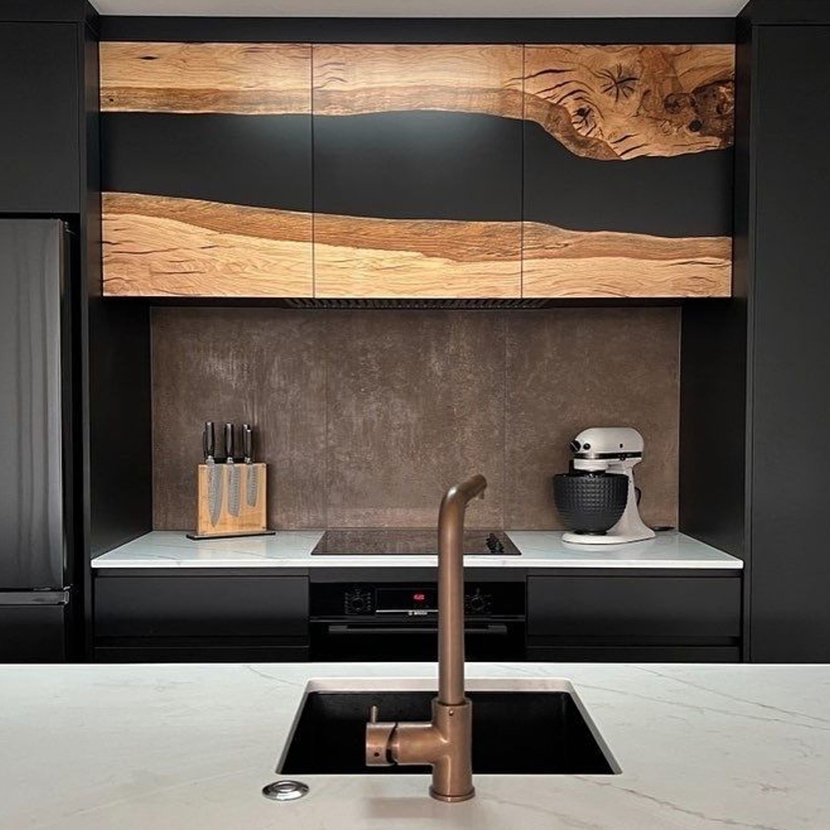 Kitchen Overhead Doors — Old English Oak Epoxy gallery detail image
