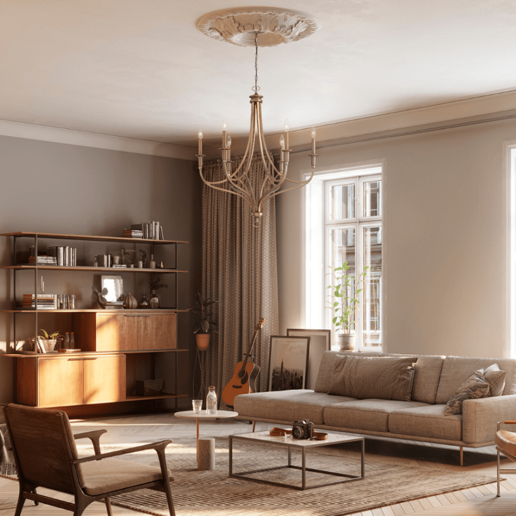 Jewett 6 Light Chandelier in Brushed Gold gallery detail image