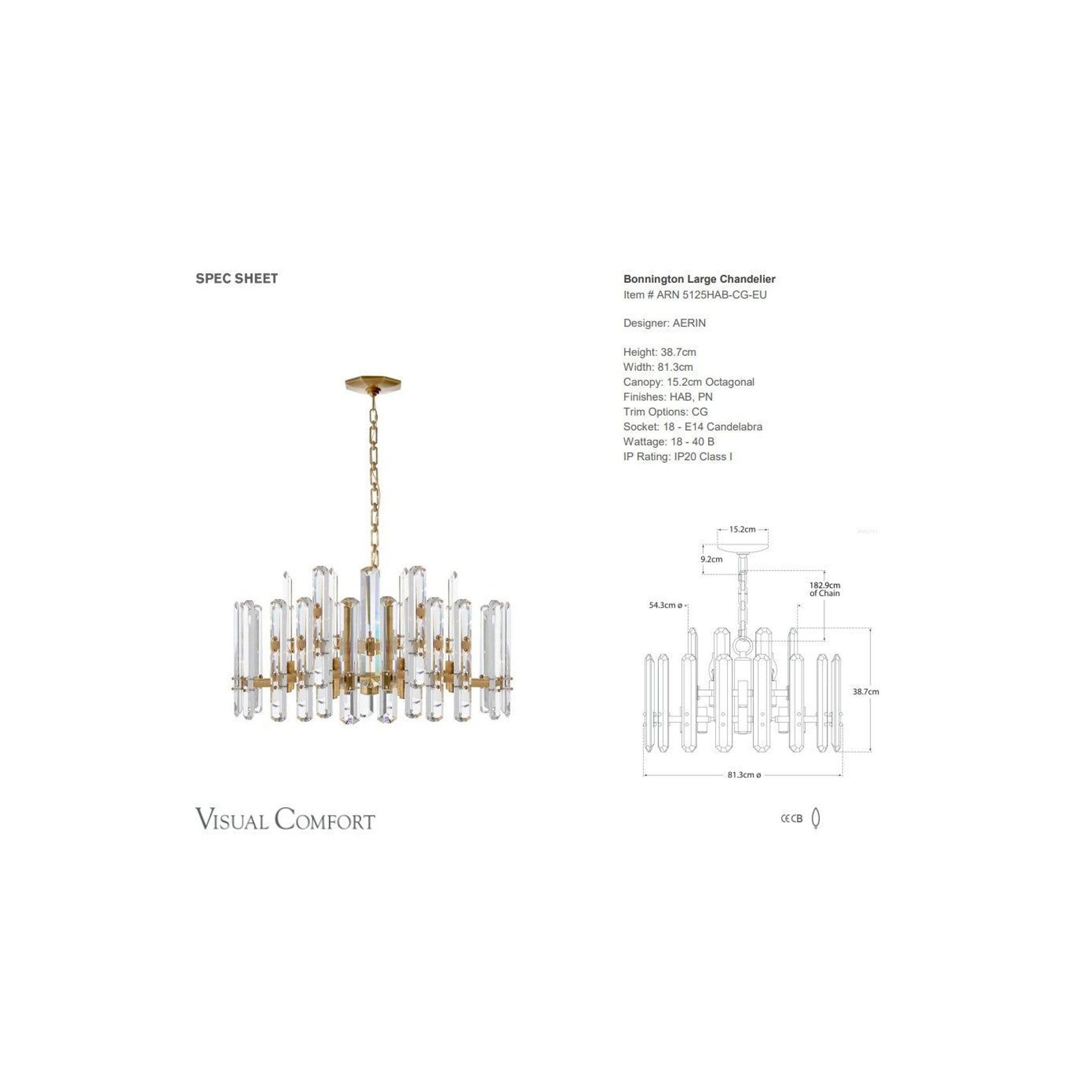 Visual Comfort AERIN Bonnington Chandelier gallery detail image