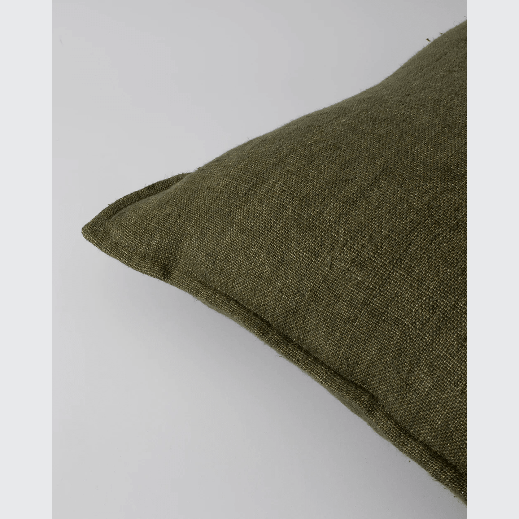 Baya Flaxmill Handwoven Linen Cushion - Winter Moss | Two Sizes gallery detail image