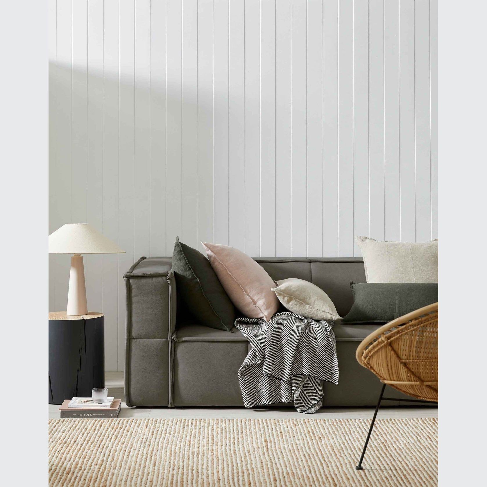 Weave Home European Linen Como Cushion - Khaki | Three Sizes gallery detail image