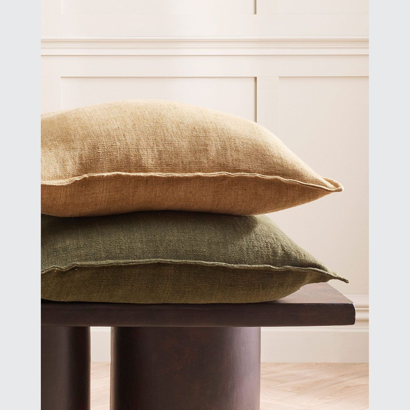 Baya Flaxmill Handwoven Linen Cushion - Fenugreek | Two Sizes gallery detail image