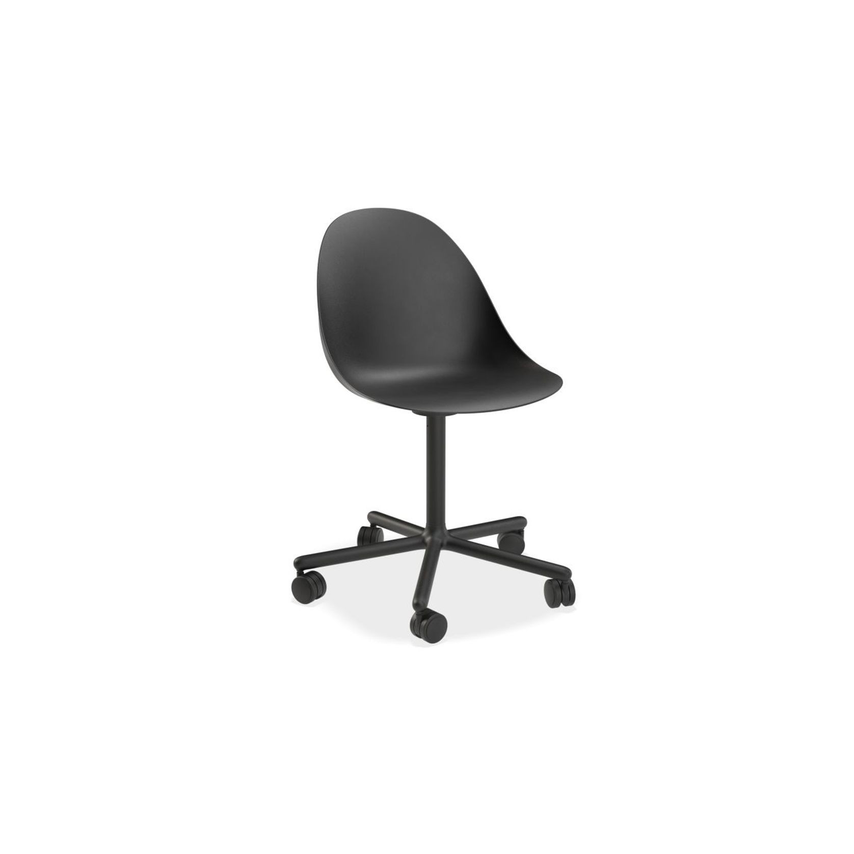 Pebble Chair Black Upholstered Vintage Seat - Sled Base - Black gallery detail image