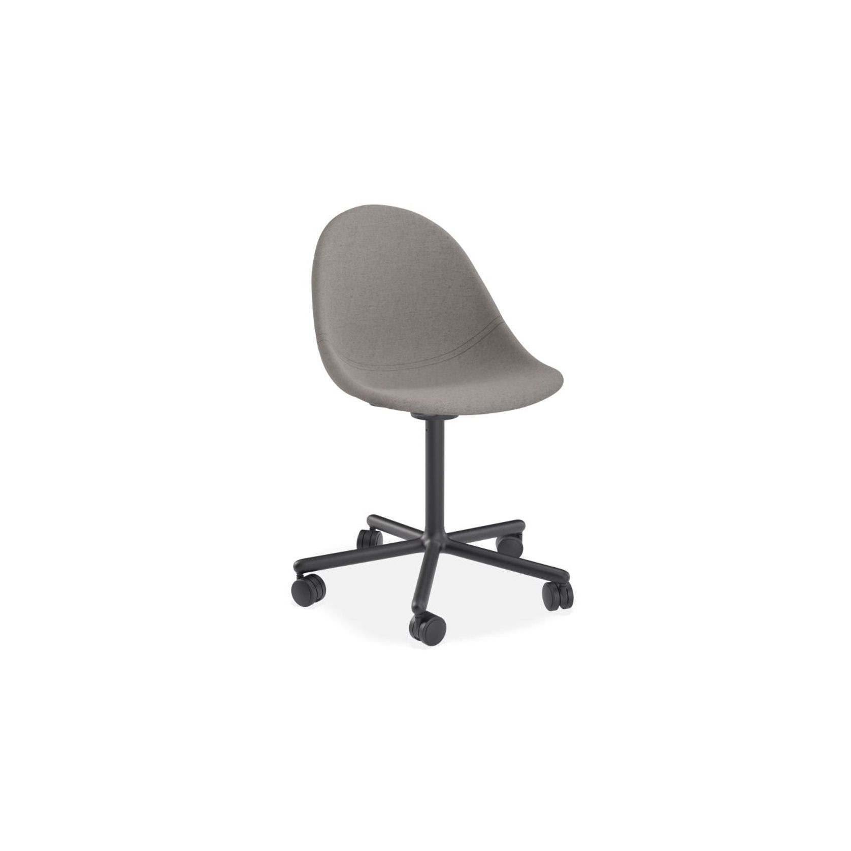 Pebble Fabric Dark Grey Upholstered Chair - Swivel Base w Castors - Black gallery detail image