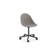 Pebble Fabric Dark Grey Upholstered Chair - Sled Base - White gallery detail image