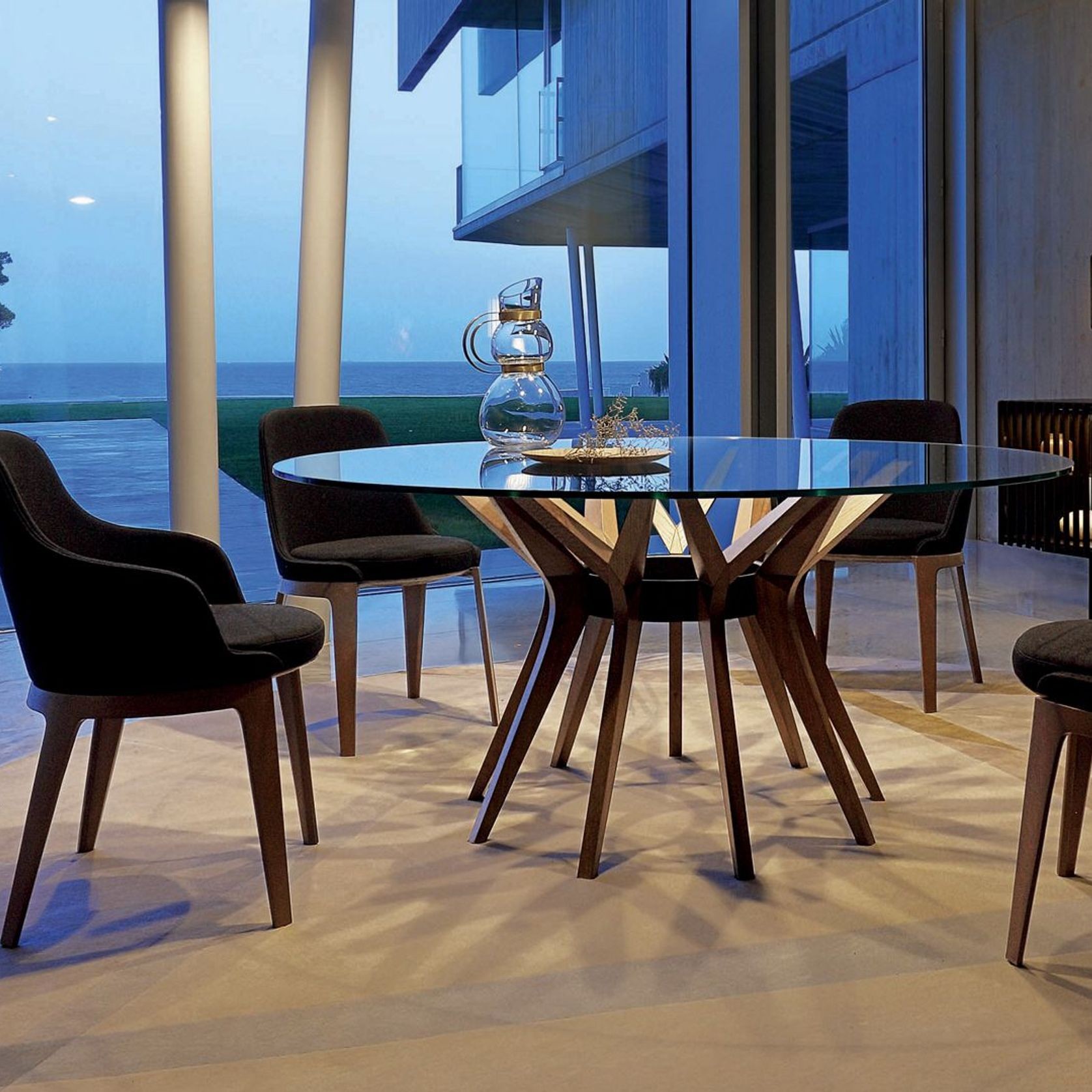 Tournicotti Fixed Dining Armchair - Wooden Base gallery detail image